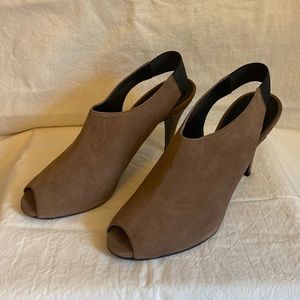 J. Crew Women’s Suede Peep-Toe Platform Booties, Size 9.5M